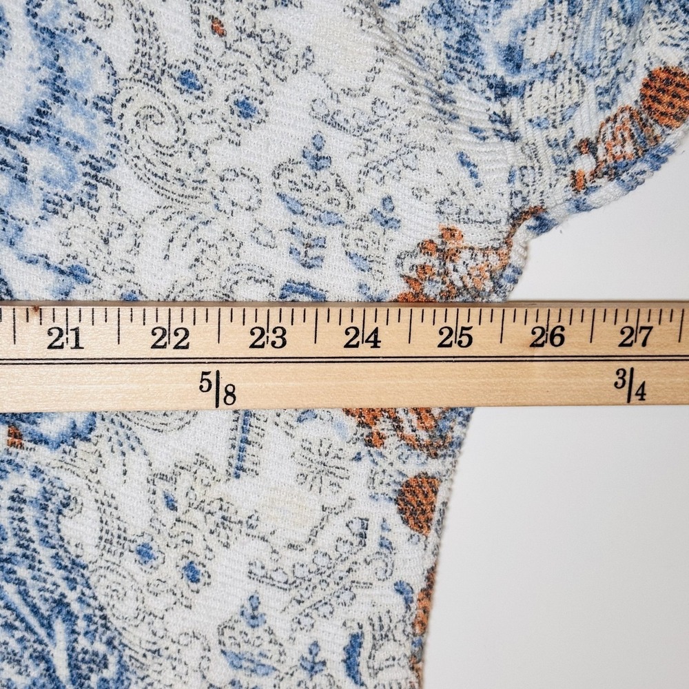 Chicos Knit Top Womens 3 Blue Paisley Orange Short Sleeve Lightweight XL‎ Beach - Picture 11 of 13